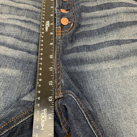 Time and Tru Rose Gold Button Fly Jean Shorts Plus Sz 20 High Rise Blue Stretch - Picture 9 of 12